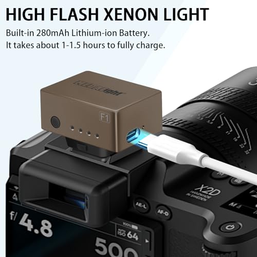 MEDALight F1 Mini Camera Flash Camera Flash Speedlite for Ricoh (GR3/GR3X,etc.) Fuji/Sony ZV1/Nikon/Canon,Digital Film Cameras,Portable Mini hot Shoe Flashlight for DSLR Cameras.(Brown Rosegold) - Image 4