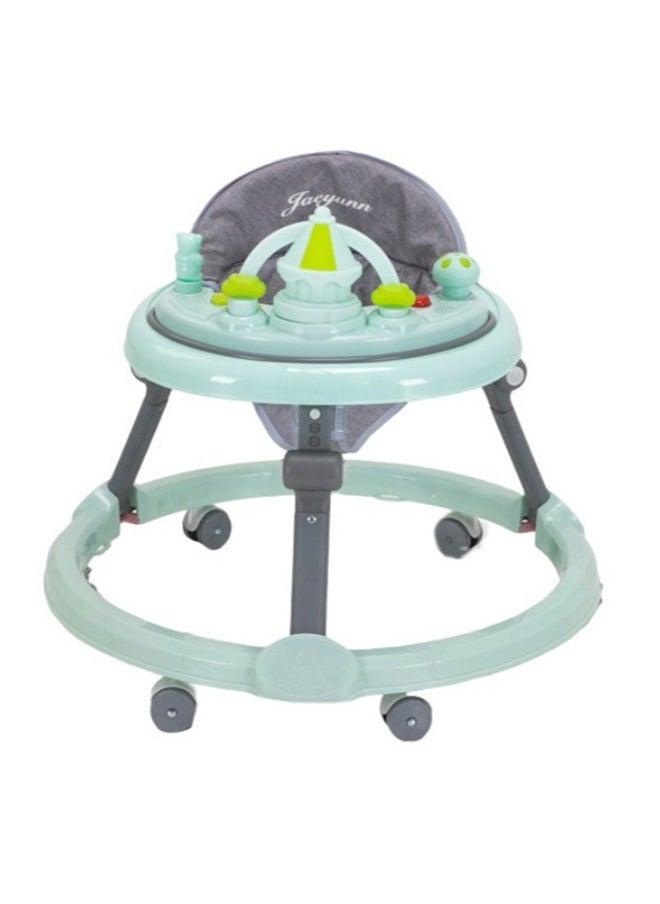 Baby Walker, 360-Degree Rotate Toddler Walker With Detachable Music Tray, Adjustable Height  for 6-18 Months Boys and Girls (Blue)
