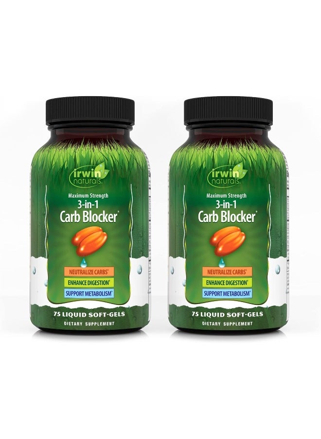 Irwin Naturals Carb Blocker Neutralize Carbohydrates And Support Metabolism Liquid Softgels - Pack Of 2  - Image 1