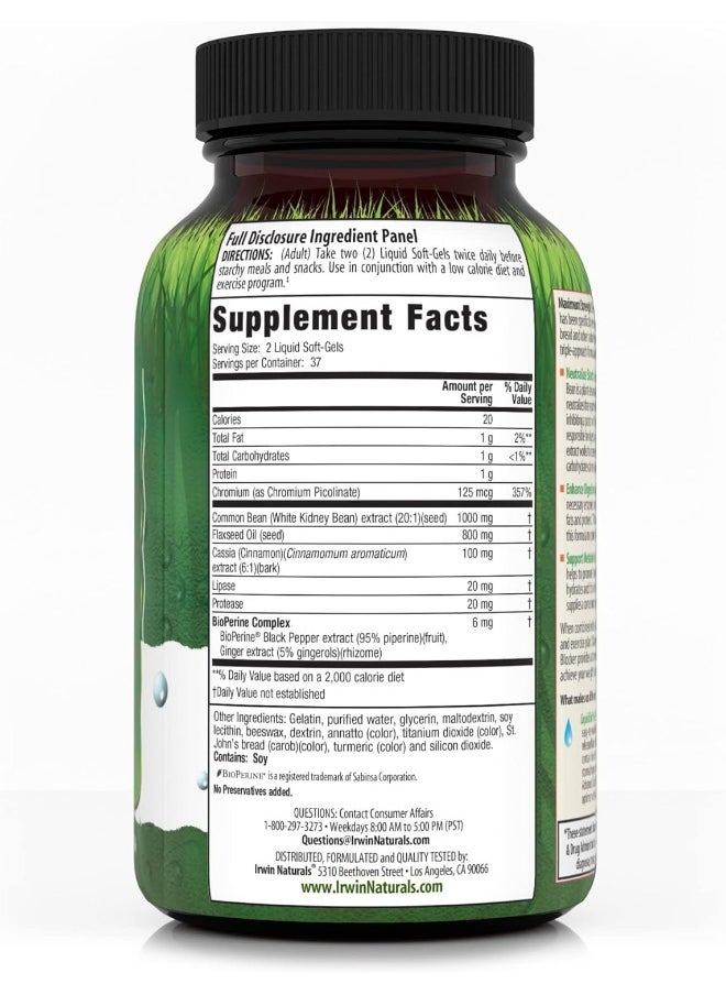 Irwin Naturals Carb Blocker Neutralize Carbohydrates And Support Metabolism Liquid Softgels - Pack Of 2  - Image 2