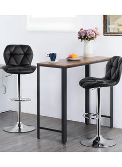 CityRiya-Long Bar Stool 2 PCS Swivel Adjustable Barstools PU Leather Bar Chairs Dining Chair Kitchen Counter Island Bar Stool with Back Barstool for Home Kitchen Island Black  - Image 4
