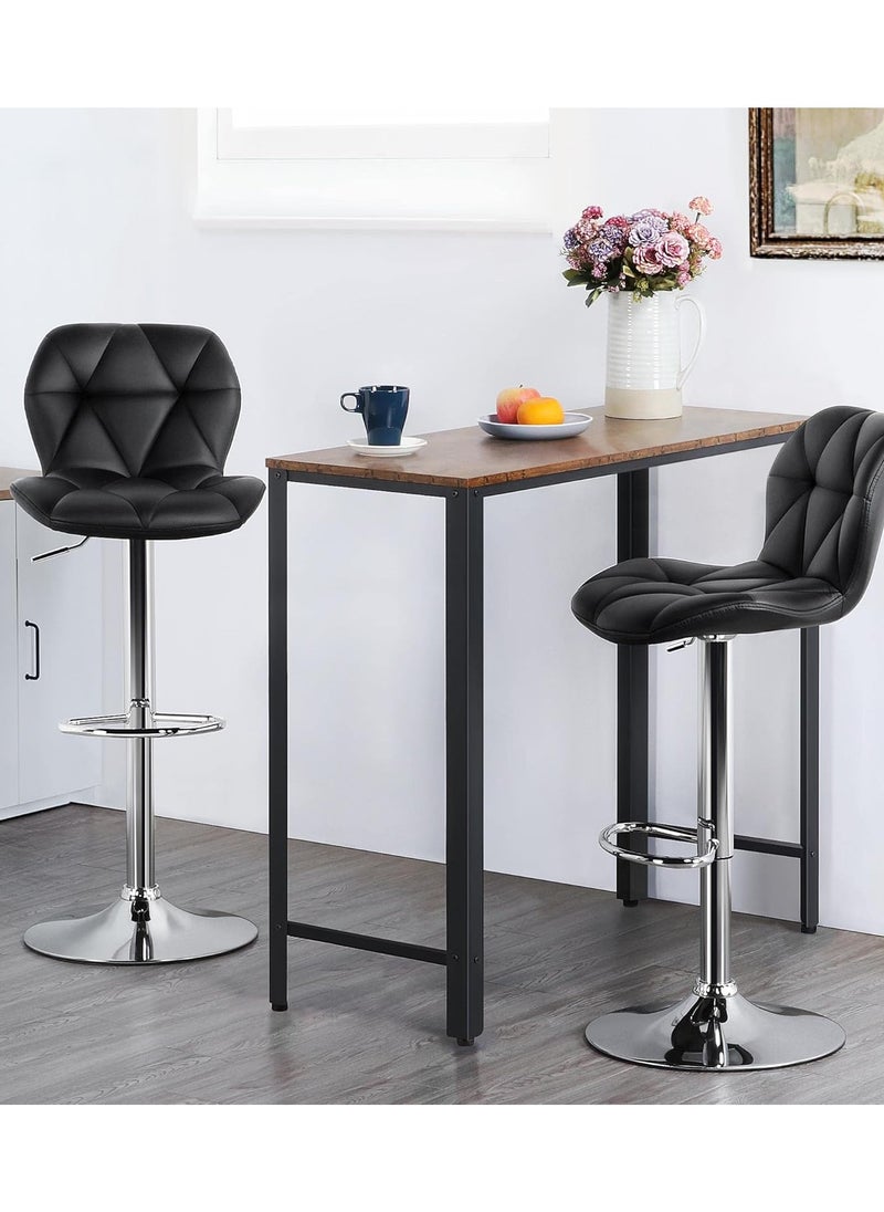 CityRiya-Long Bar Stool 2 PCS Swivel Adjustable Barstools PU Leather Bar Chairs Dining Chair Kitchen Counter Island Bar Stool with Back Barstool for Home Kitchen Island Black  - Image 4