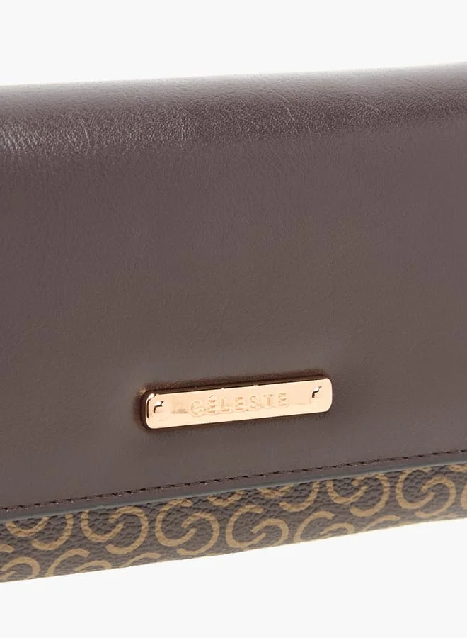 Celeste Womens Monogram Print Wallet With Button Closure