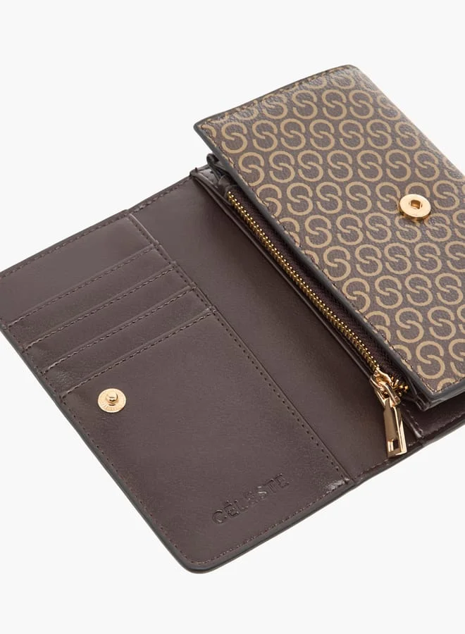Celeste Womens Monogram Print Wallet With Button Closure