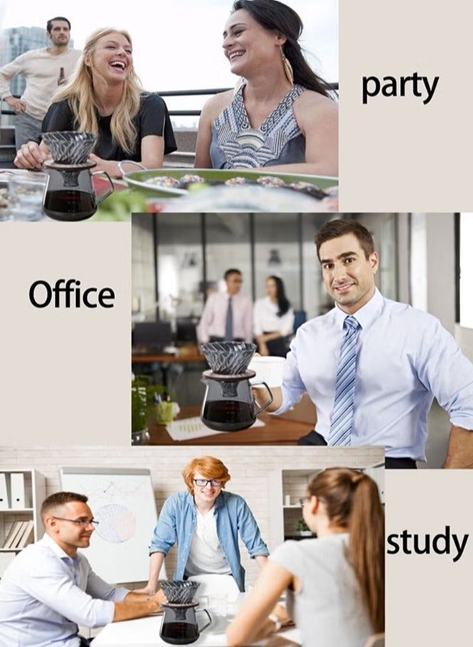 HOMESTAR V60 Pour Over Coffee Maker Set 600ML Server With Glass Dripper 2 IN 1 Hand Drip Home Or Office 1-4 CUPS - Image 5