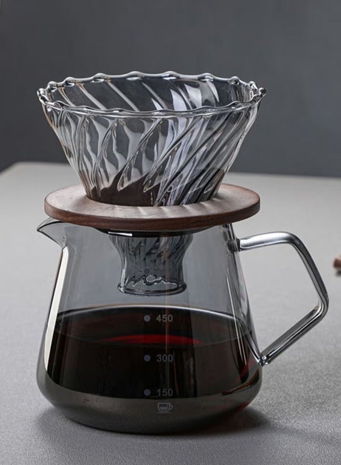 HOMESTAR V60 Pour Over Coffee Maker Set 600ML Server With Glass Dripper 2 IN 1 Hand Drip Home Or Office 1-4 CUPS - Image 1