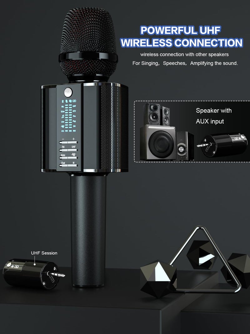 BONAOK Karaoke Microphone,2023 Bluetooth Wireless Microphone UHF Karaoke Mic Speaker,Portable Handheld Karaoke Machine for Adults Kids Singing Compatible with Car/Phones/PC G20,Black - Image 4