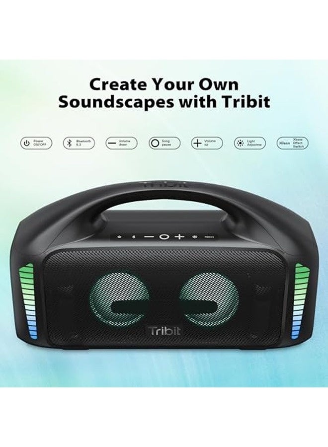 تريبيت سماعة ستورم بوكس بلاست بلوتوث | سماعة لاسلكية محمولة بقوة 90 واط للاستخدام الخارجي، مزودة بتقنية XBass، عرض إضاءة LED، مقاومة للماء بمعيار IPX7، وقت تشغيل يصل إلى 30 ساعة، دعم الاقتران بتقنية TWS، وبلوتوث 5.3 - Image 4