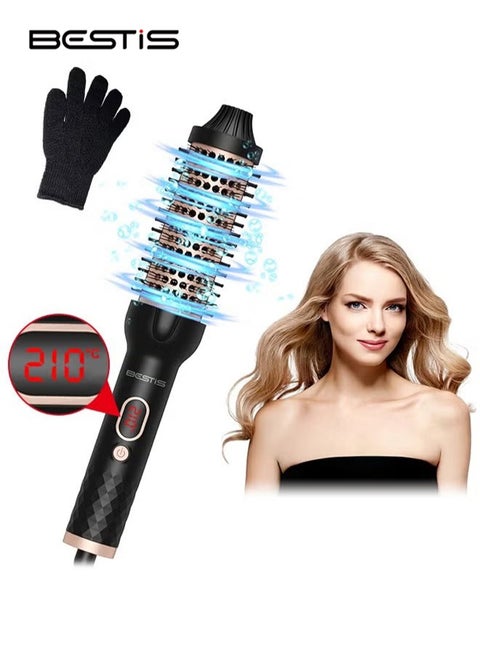 Double PTC Thermal Brush, Heated Round Curling Brush Tourmaline Thermal Double Round Brush Ceramic Ionic Hair Curling Iron Straightening Comb for All Hair Styles with LCD Display