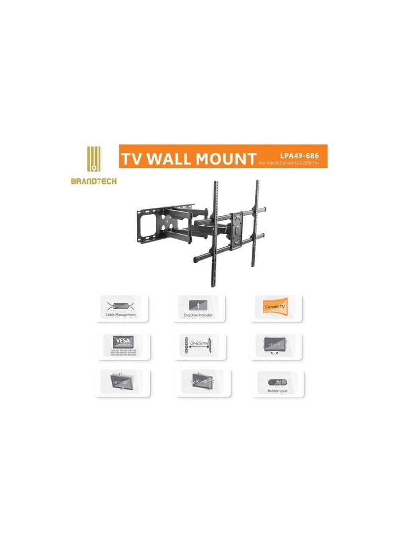 BRANDTECH Brandtech Full Motion Wall Mount Bracket sutabile for 50inch to 90inchs  Fits most 50 Inches - 90 Inchs Flat and curved LCD/LED TV, Load Capacity 75Kg  - Image 3