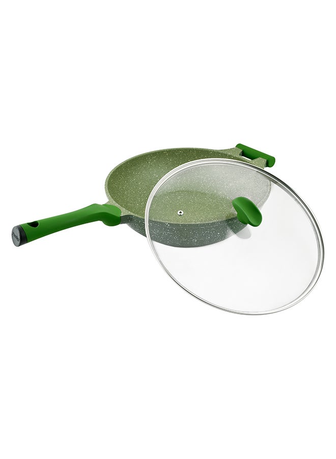 Prestige Granite Non-Stick Aluminium Wok Pan With Lid Green - Image 3