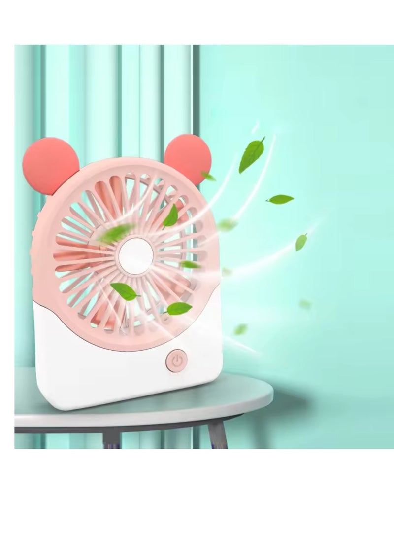 Digi Core مروحة محمولة على شكل حيوان، مروحة صغيرة لطيفة، مروحة منخفضة الضوضاء، مروحة مكتب صغيرة قابلة لإعادة الشحن USB، مروحة شخصية للمكتب والمنزل والخارج