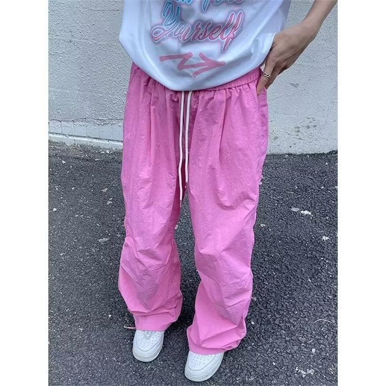 Generic Colorful Dopamine Casual Waterproof Quick-dry Nylon Pants Pink - Image 1