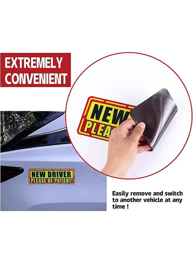 واي جيه 3 قطع ملصقات مغناطيسية للسائق الجديد للسيارات، علامات جديدة لسلامة السائق، ملصقات مصد السيارات ملحقات السيارة الخارجية - Image 5