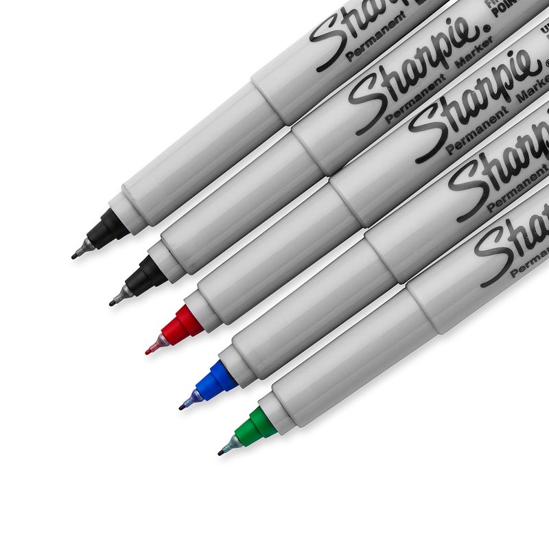 Sharpie 37675PP Permanent Markers, Ultra Fine Point, Assorted Colors, 5 Count - Image 3