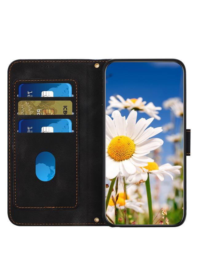 S-TOP Case For Motorola Moto G54 Floral Pattern Leather Phone Case with Lanyard - Image 5