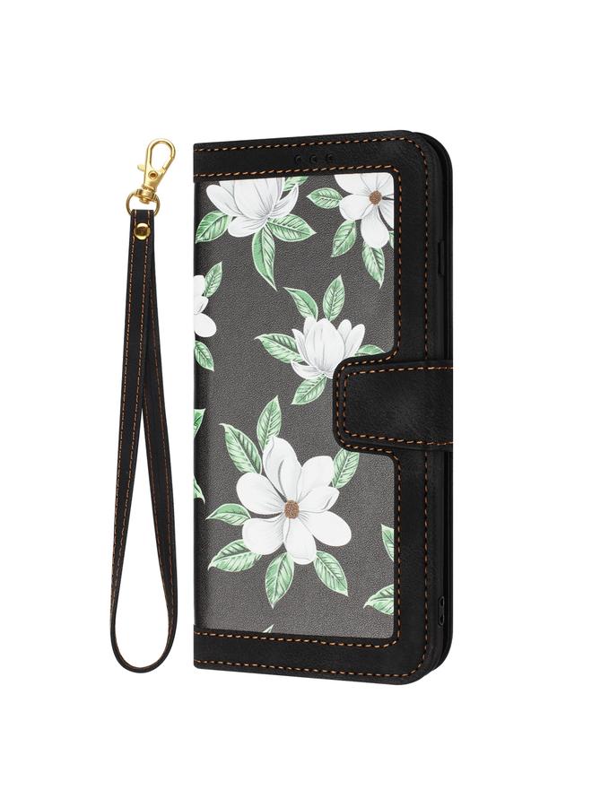 S-TOP Case For Motorola Moto G54 Floral Pattern Leather Phone Case with Lanyard - Image 2