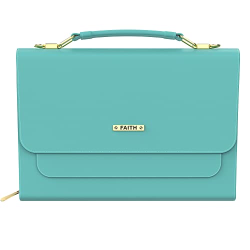DEHITE Bible Bags for Women – Bible Carrying Case Large Size – Fits Book 9.7 x 7.4 x 1.9 in – Pen Slots – Zippered Pocket – Shoulder Strap – Premium PU Leather – Mint Purse Christian Gift - Image 2