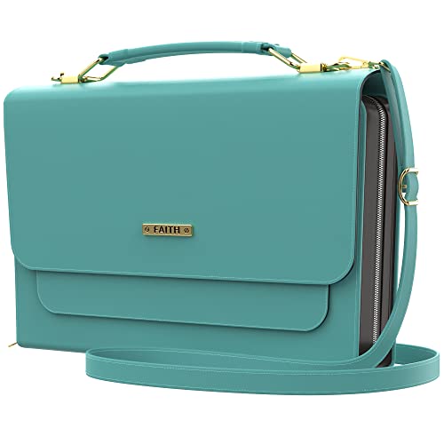 DEHITE Bible Bags for Women – Bible Carrying Case Large Size – Fits Book 9.7 x 7.4 x 1.9 in – Pen Slots – Zippered Pocket – Shoulder Strap – Premium PU Leather – Mint Purse Christian Gift - Image 1