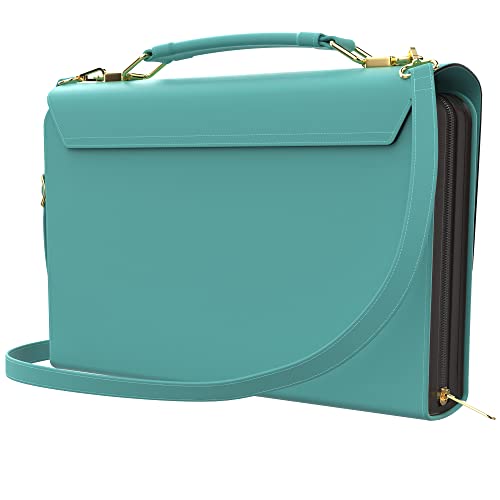 DEHITE Bible Bags for Women – Bible Carrying Case Large Size – Fits Book 9.7 x 7.4 x 1.9 in – Pen Slots – Zippered Pocket – Shoulder Strap – Premium PU Leather – Mint Purse Christian Gift - Image 3