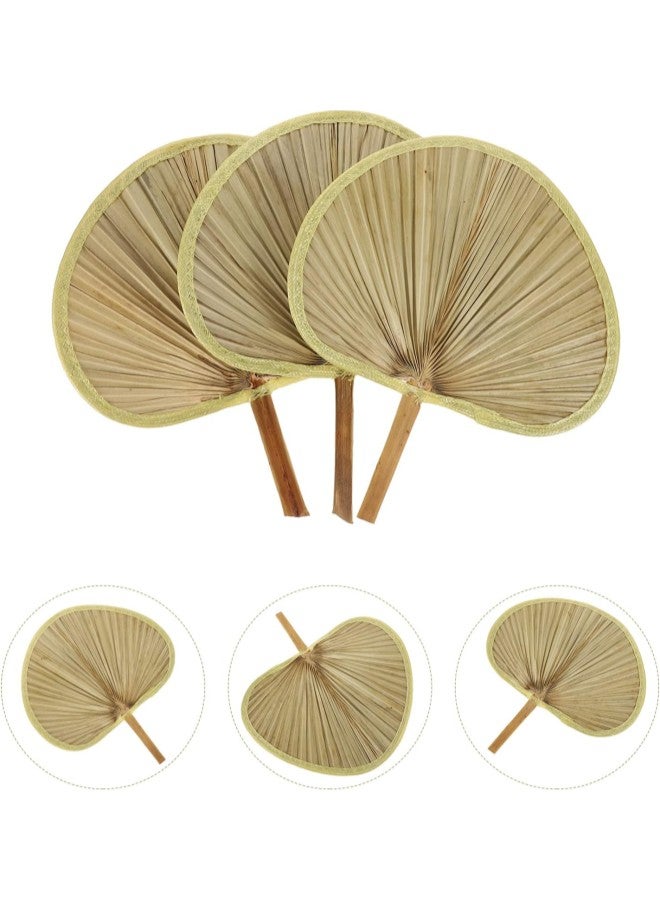 klarako 3pcs Natural Fan Hand Woven Banana Leaf Fan Elderly Summer Natural Hand Rocker Fan for Summer, Beach Home Wall Ceiling Decoration 