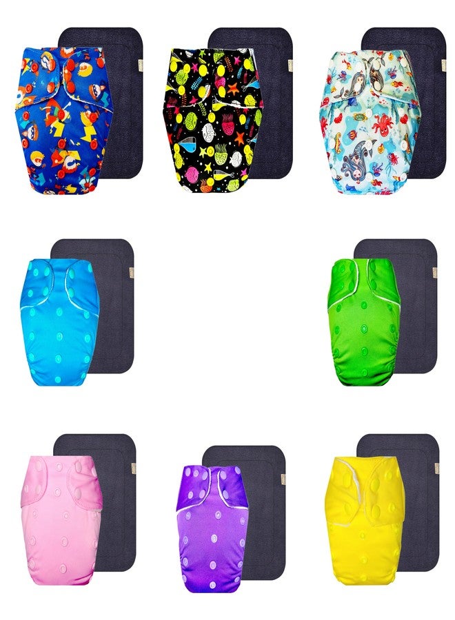 Dumbledo Premium Cloth Diaper with Black Insert (Pack of 8) | Dry Feel and Comfortable | Breathable | Travel Friendly | All-Day Wear | 3 Months - 3 Years | Unisex Baby - Image 1