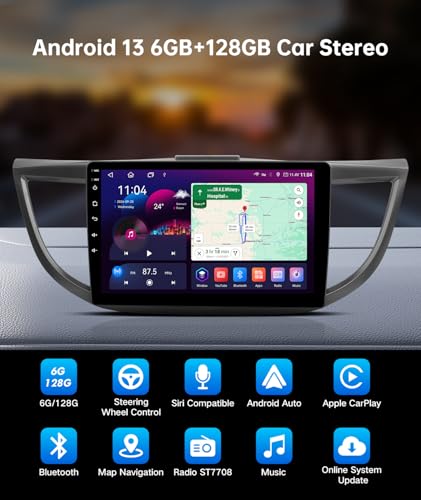 ViaBecs 10.2" Wireless Apple Car Play Radio for Honda CRV 2.4L 2015–2016, Touch Screen Car Stereo Android Auto, 6G +128G, GPS Navigation, WiFi, Bluetooth, DSP 48-EQ, SWC (CAN021-R Harness) - Image 4
