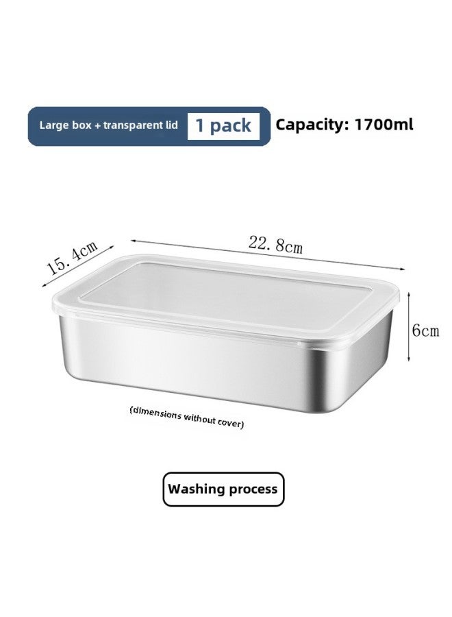 OEM OEM OEM Custom Processing Stainless Steel Fresh-keeping Box Lunch Box Lunch Box Seasoning Frozen Storage Box Sub-packed Lunch Box-Specifications:Laser 201 Washed*large Box (white Cover)  - Image 1