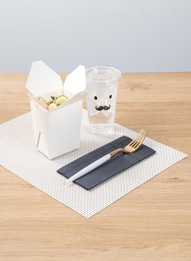 Restaurantware-Moderna 7.5 Inch Fancy Disposable Flatware, 50 Durable Plastic Flatware - With White Handle For Grip, Heavy-duty, Gold Plastic Forks, Easily Disposable Or Restaurants - Image 4