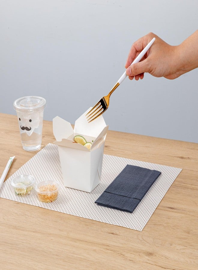Restaurantware-Moderna 7.5 Inch Fancy Disposable Flatware, 50 Durable Plastic Flatware - With White Handle For Grip, Heavy-duty, Gold Plastic Forks, Easily Disposable Or Restaurants - Image 5