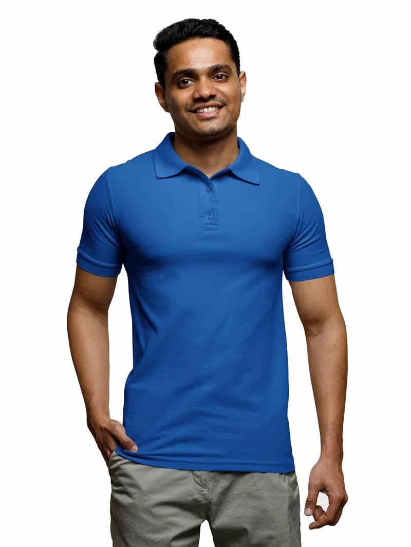 نوبيرو Blue Regular Fit Polo Shirt for Men