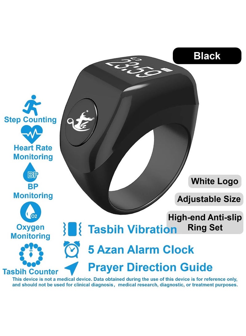 Multifunctional Prayer Smart Ring, Lucky Ring, Tasbih Counter, Azan Alarm, Prayer Direction Guide, Digital Watch Ring, Tasbeeh Beads Ring, Electronic rosary, Forgiveness Ring, TBSoon Aladdin Treasure iQIBLA Zikr Ring - Image 1