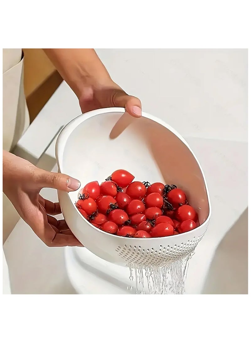 AsolBD 1pc Rice Washer Strainer Colanders for Cleaning Vegetable Fruit Pasta bowl Organizer Colander Multifunctional Kitchen Washing Basket Basin, Kitchen Supplies, Dishwasher Safe Colanders - Image 1