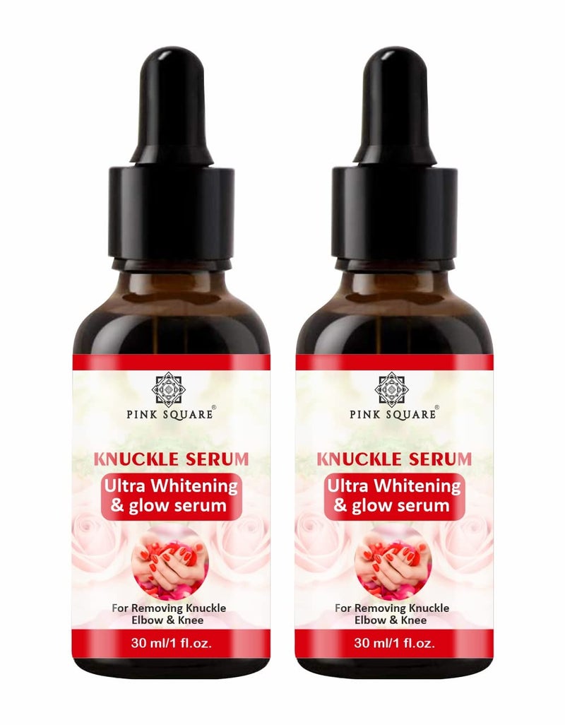 Pink Square Brightening Knuckle Serum for Elbows and Knees Pack of 2 Each 30 mlfor Maintain Dark Spot Reduction Helps Improve Texture Fades and Discoloration Daily Use Formula for Men and Women - Image 1