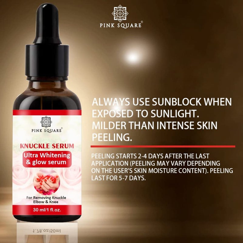 Pink Square Brightening Knuckle Serum for Elbows and Knees Pack of 2 Each 30 mlfor Maintain Dark Spot Reduction Helps Improve Texture Fades and Discoloration Daily Use Formula for Men and Women - Image 4