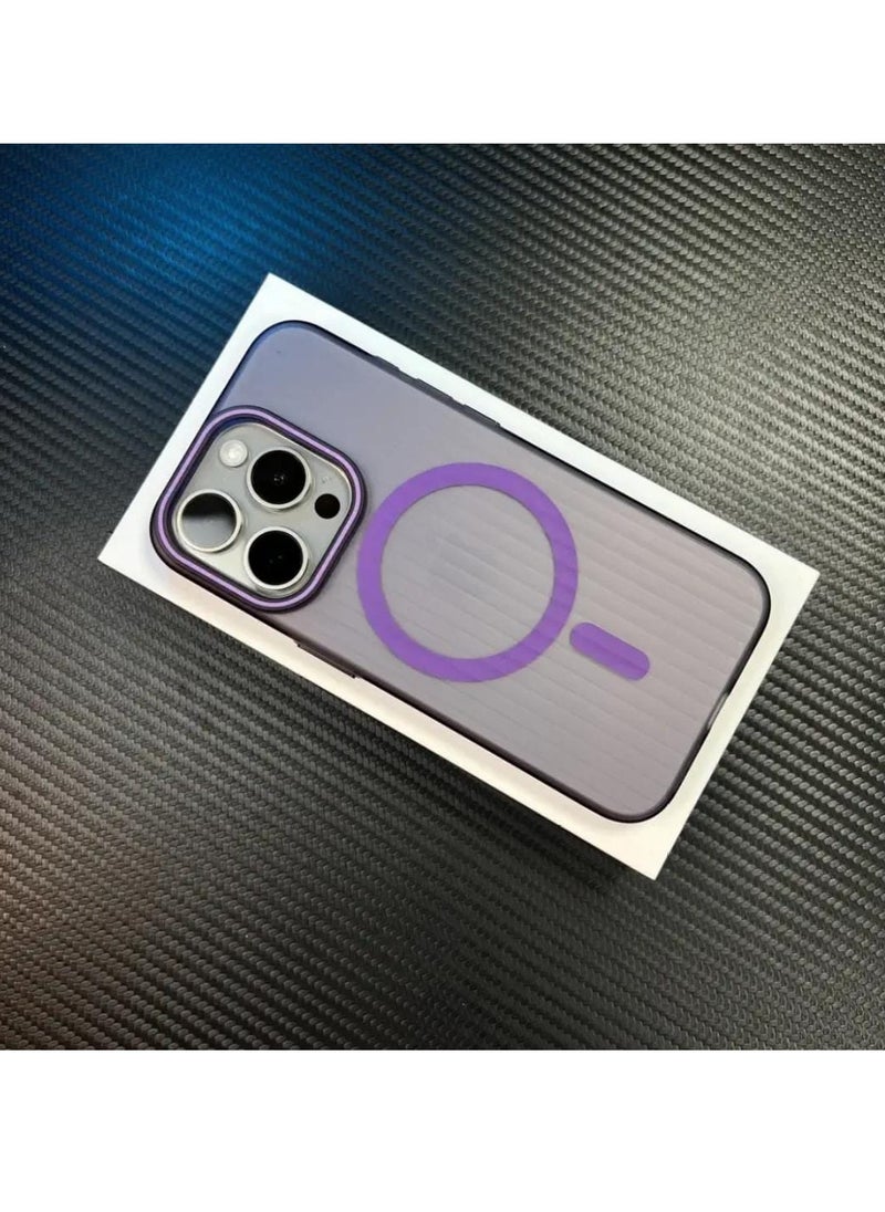 Generic - Corrugated Magsafe magnetic charging suitable 16 Pro mobile phone case grating iPhone16Pro skin-feeling matte – Purple - Image 1
