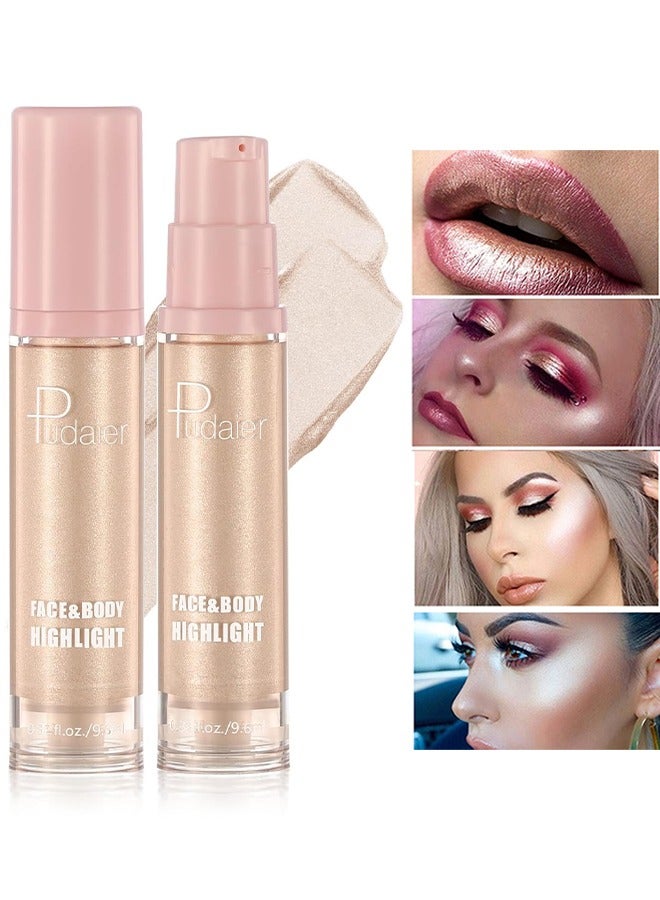 pudaier Liquid Highlighter Natural Glow For Face And Body, Waterproof Moisturizing Light Liquid Luminizer For Long Lasting Shimmer, Contour Highlighter Stick Easy To Apply with Cushion Applicator  - Image 1