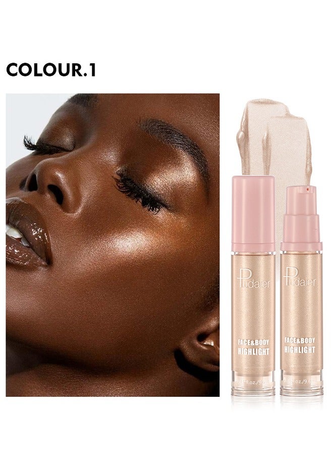 pudaier Liquid Highlighter Natural Glow For Face And Body, Waterproof Moisturizing Light Liquid Luminizer For Long Lasting Shimmer, Contour Highlighter Stick Easy To Apply with Cushion Applicator  - Image 2