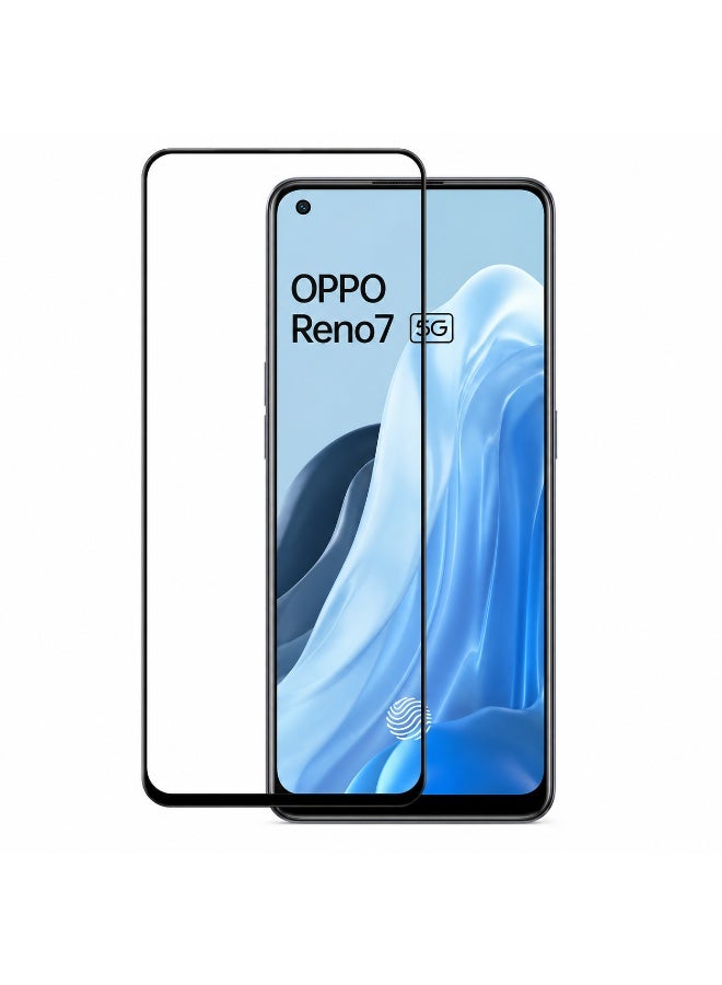 Deer Al-Ghazala Anti-Static ESD Tempered Glass Screen Protector for OPPO Reno 7 - Full Glue Full Coverage Black Frame - Image 1