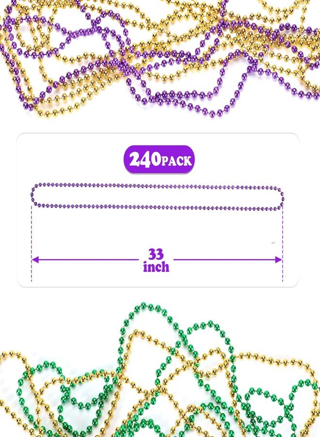 LINSIRON 240 Pcs Purple Gold Green Bead Necklace, 33 Inch Mardi Gras Christmas Beads, Bulk Metallic Party Beads for Mardi Gras Parade , St Patricks Day, Wedding, Birthday, Pirate Party, Carnival Party - Image 3
