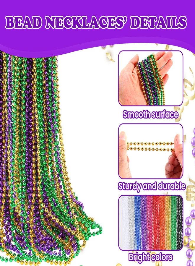LINSIRON 240 Pcs Purple Gold Green Bead Necklace, 33 Inch Mardi Gras Christmas Beads, Bulk Metallic Party Beads for Mardi Gras Parade , St Patricks Day, Wedding, Birthday, Pirate Party, Carnival Party - Image 2