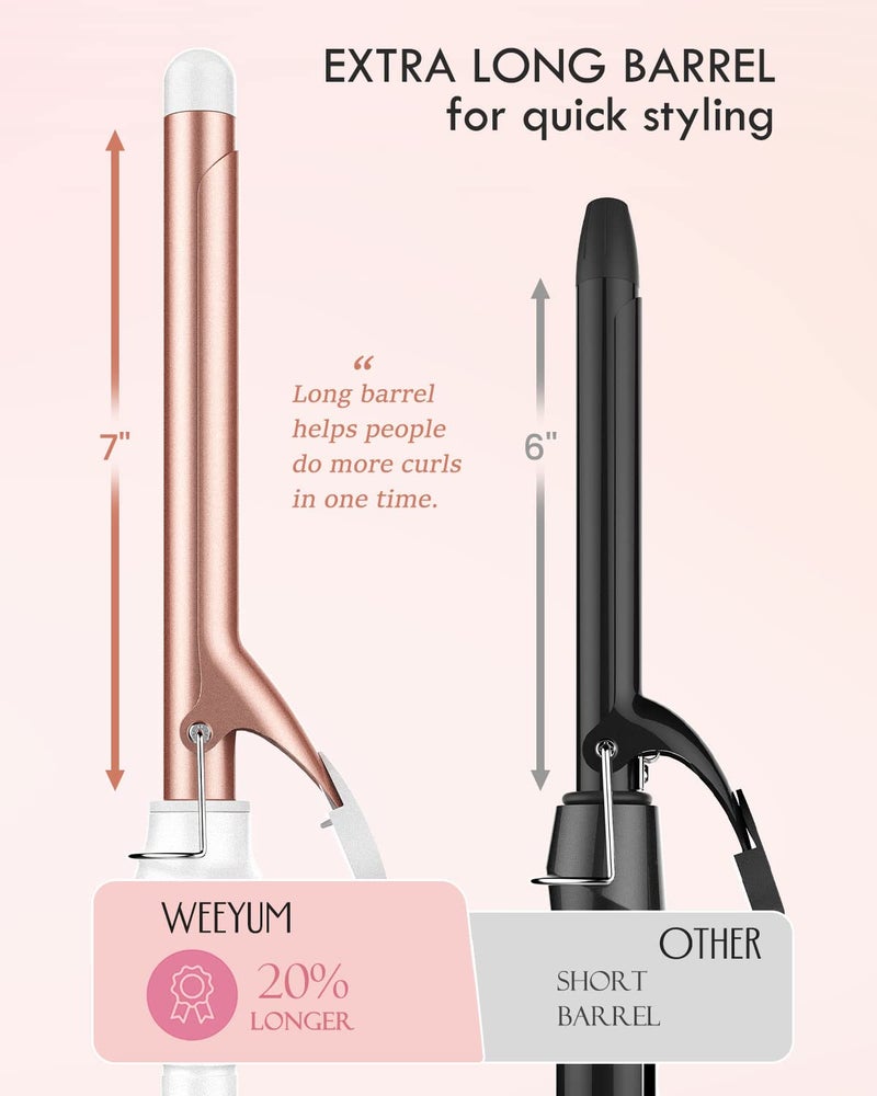 WEEYUM 3/4 Inch Curling Iron, Long Barrel Curling Wand for Hair, Ceramic Tourmaline Hair Curling Iron, Double Voltage(100-240V) - Image 3