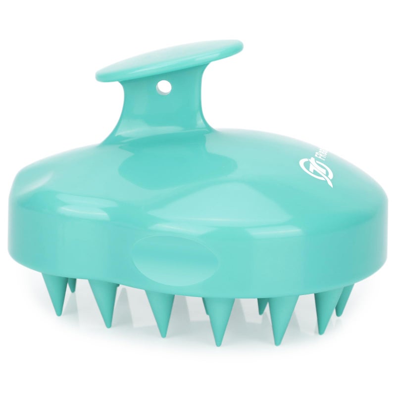 FREATECH Massager Shampoo Brush with Soft Silicone Bristles for Scalp Care Shower Hair Scalp Scrubber Exfoliator for Dandruff Removal and Hair Growth Wet Dry for Men Women and Kids Green