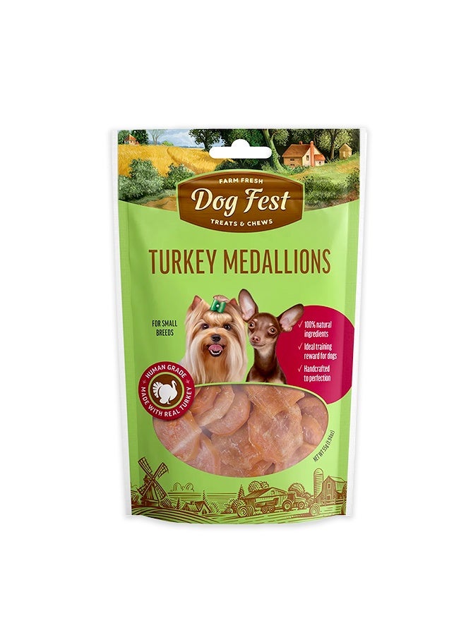 Dog Fest Turkey Medallions For Small Breeds - 55G - Image 1