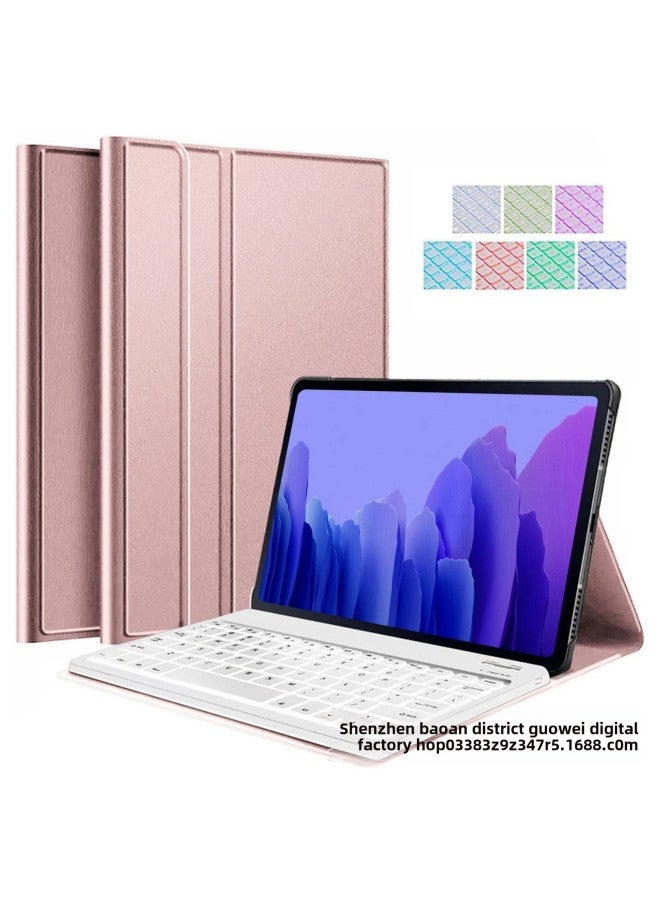 For Samsung S7FE Bluetooth Keyboard Split A7 Protective Case P610 Backlit Keyboard Flat Leather Case S6lite-Color:Rose Gold Leather Case + White Backlit Keyboard-Applicable Model:Galaxy Tab A 10.1 （2019） T510  - Image 1