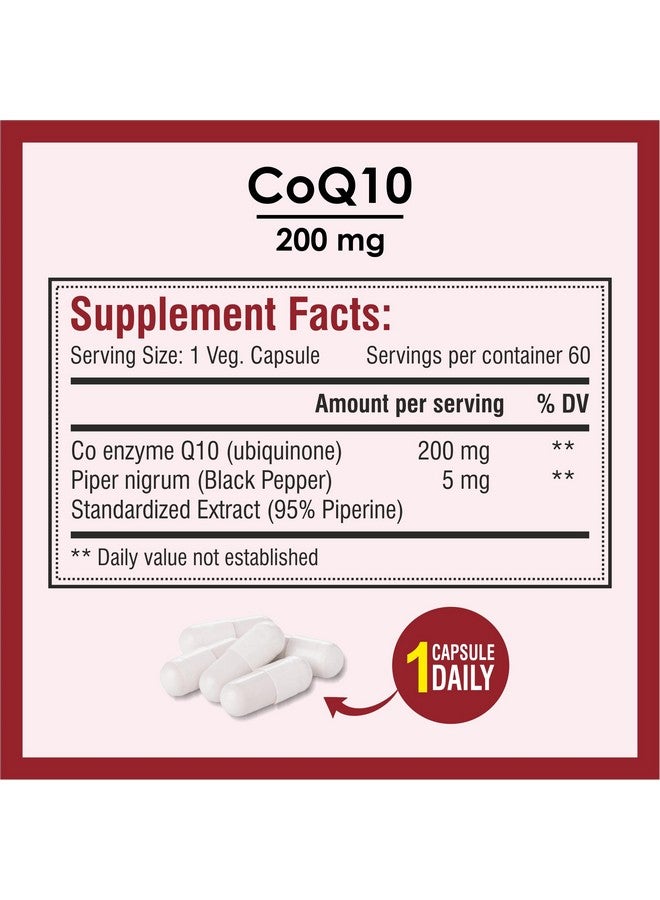 Biotrex Nutraceuticals High Bioavailabilty Coq10 200mg With 95% Purity Piperine 5mg (Coenzyme Q10) - 60 Vegetarian Capsules - Image 5