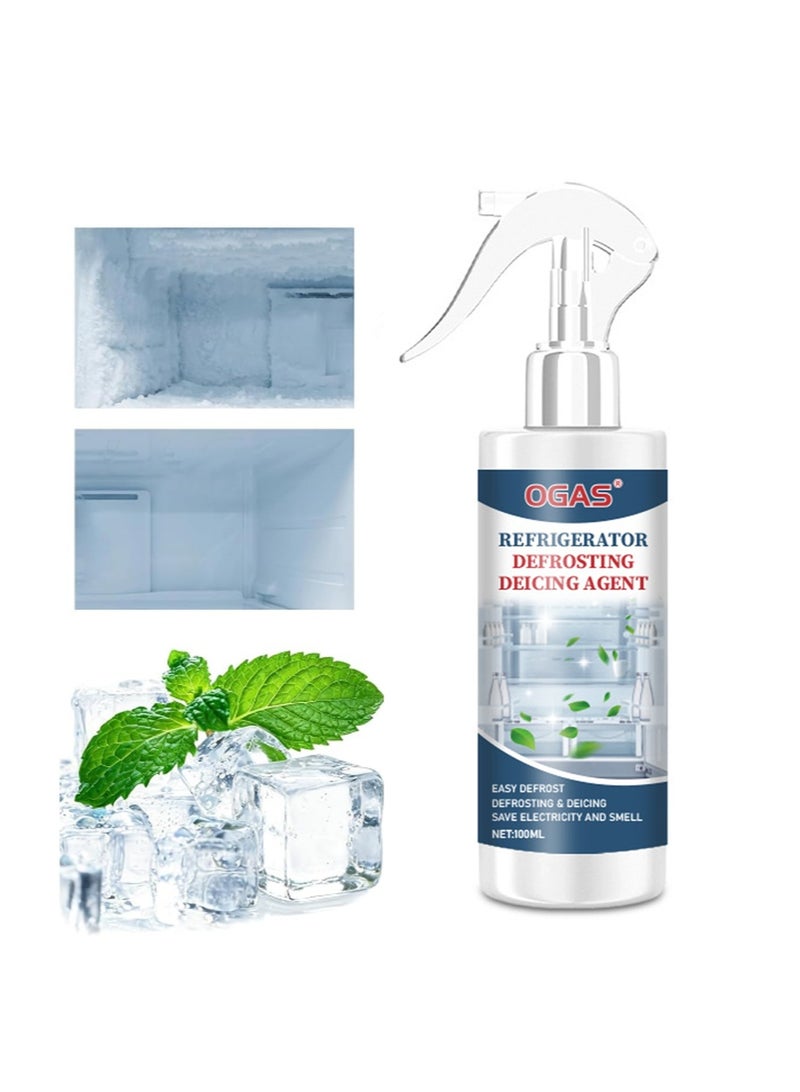 OGAS Refrigerator Defrosting Deicing Agent，Freezer De-Icing Spray，Fridge De-Icer，Anti-Icing And De-Icing Cleaner，Fridge Compartment De-Icer（100ml） - Image 1