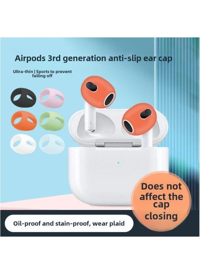 Suitable For Airpods3 Protective Cover Apple Wireless Bluetooth Third Generation Headset Silicone Anti-slip Airpods Ear-Memory Capacity:Airpods 3rd Ear Caps [black] 2 Pairs★Free Storage Box