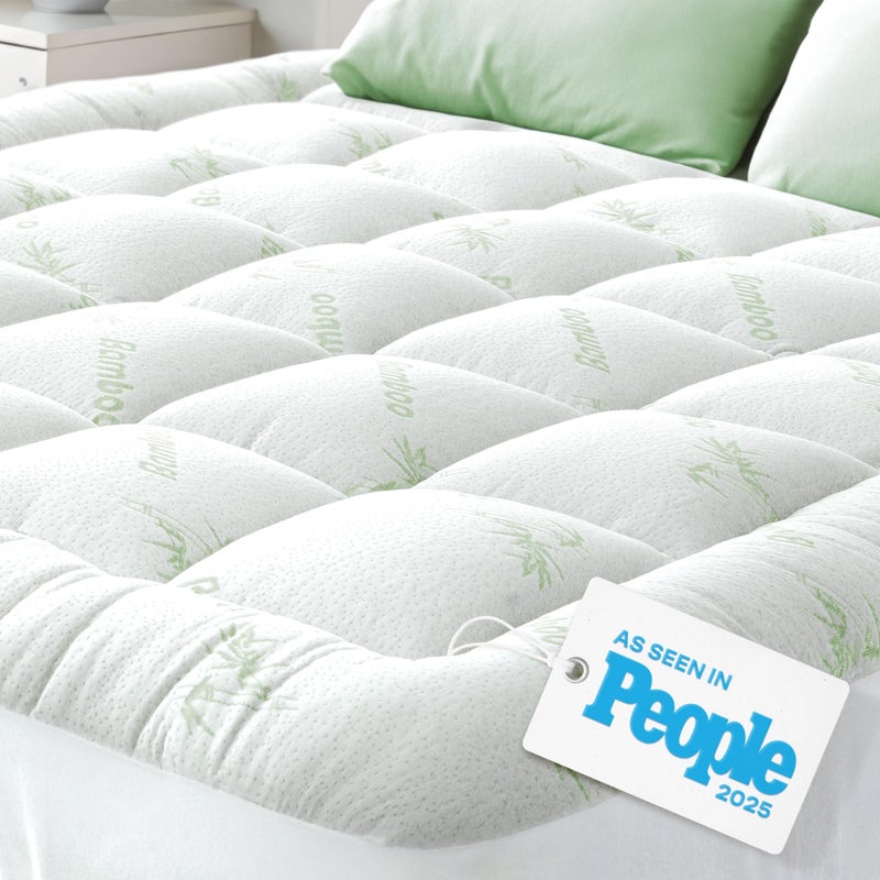 Niagara Sleep Solution Ultra Soft King Size Mattress Topper - Viscose Made from Bamboo Pillow Top Mattress Pad for Back Pain Relief - Naturally Cooling for Hot Sleepers, Green - Image 1