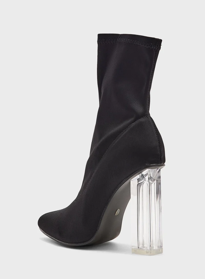 جينجر Clear Heel Pointed Boot